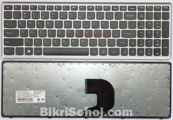 LENOVO IDEAPAD Z500 GREY FRAME LAPTOP KEYBOARD BLACK